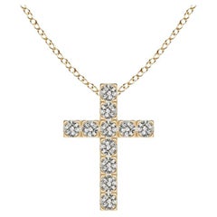 ANGARA Pendentif croix en or jaune 14K avec diamant naturel 0.38cttw (Couleur- K, I3)