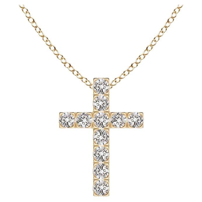 ANGARA Natural 0.38cttw Diamond Cross Pendant in 14K Yellow Gold (I-J, I1-I2) For Sale