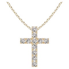ANGARA Pendentif croix en or jaune 14K avec diamant naturel 0.38cttw (I-J, I1-I2)