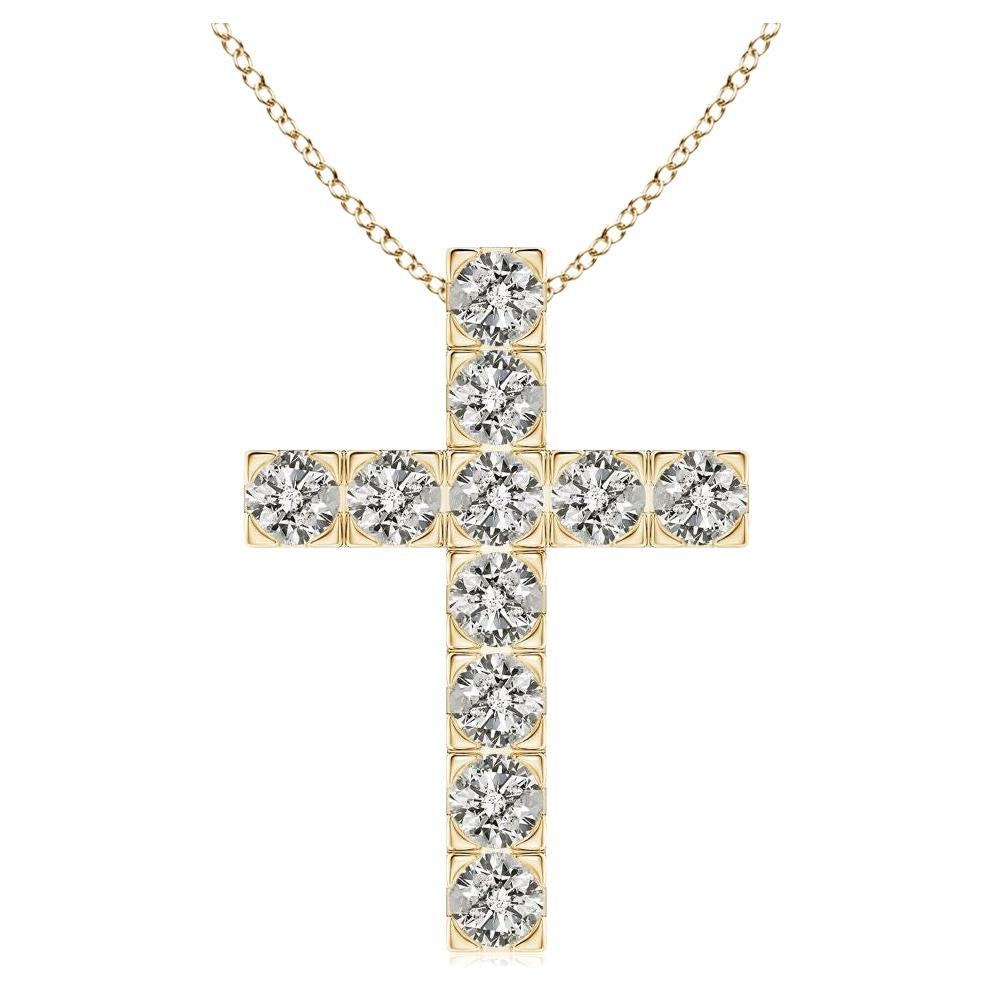 ANGARA Natural 1.75cttw Diamond Cross Pendant in 14K Yellow Gold (Color- K, I3) For Sale