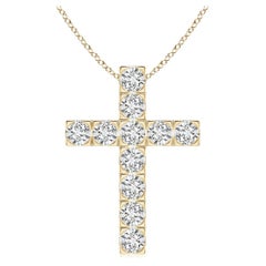 ANGARA Pendentif croix en or jaune 14K avec diamant naturel 1.75cttw (Couleur- H, SI2)