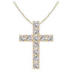 ANGARA Pendentif croix en or jaune 14 carats avec diamants naturels de 1,17 carat au total (I-J, I1-I2)