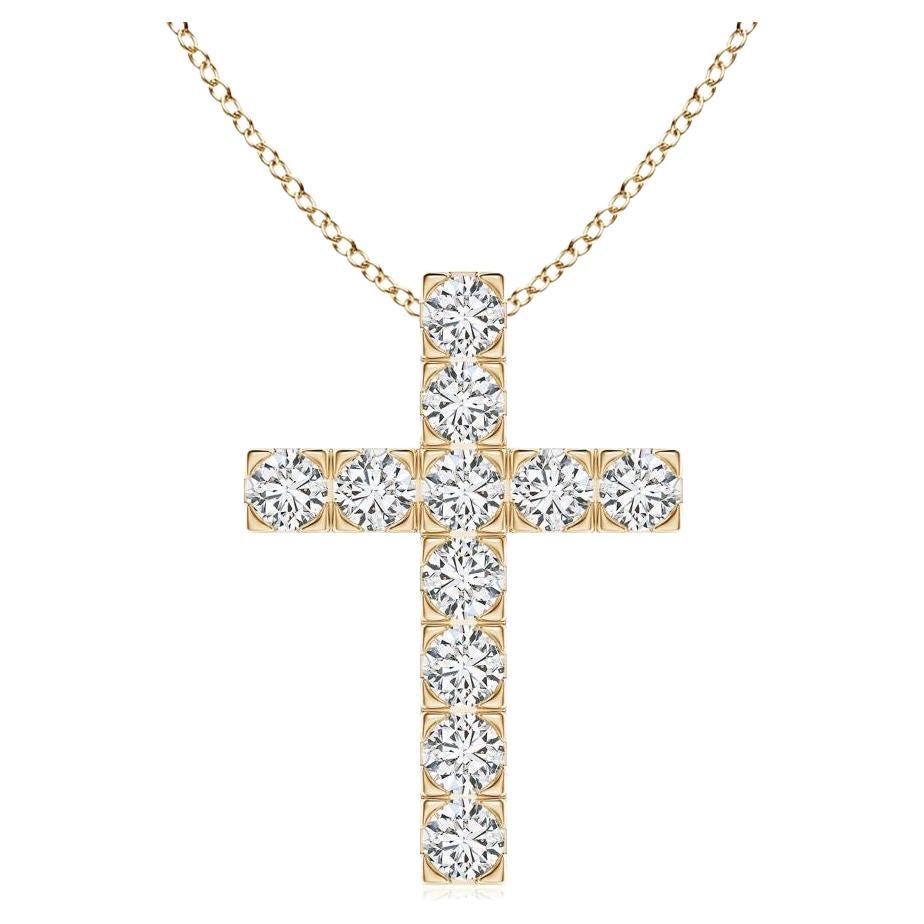 ANGARA Natural 1.17cttw Diamond Cross Pendant in 14K Yellow Gold (Color- H, SI2) For Sale