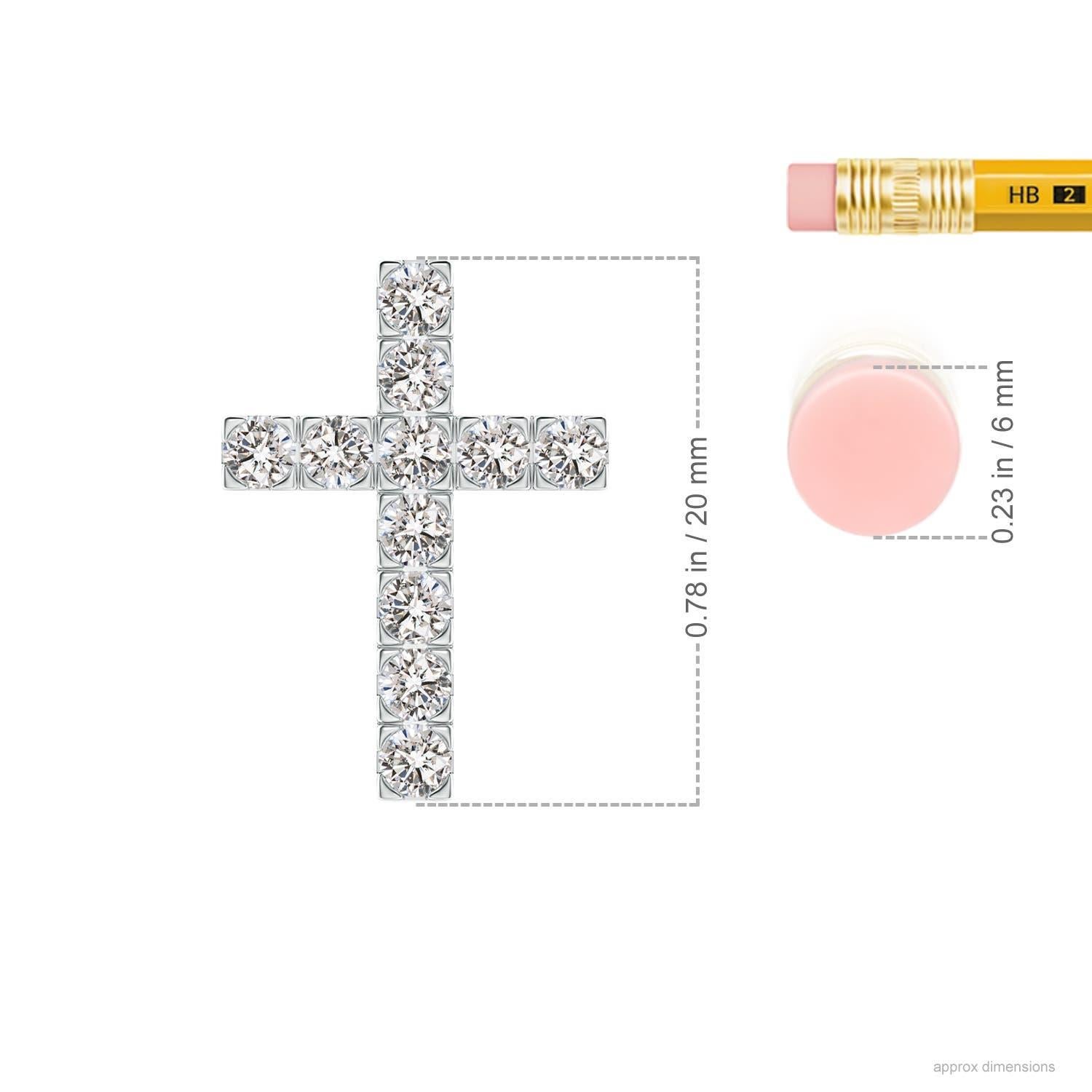 This platinum cross pendant is a traditional symbol of faith and belief. The brilliant diamonds held in flat prong settings, square off the edges for a sophisticated look.
Diamond is the Birthstone for April and traditional gift for 10th wedding