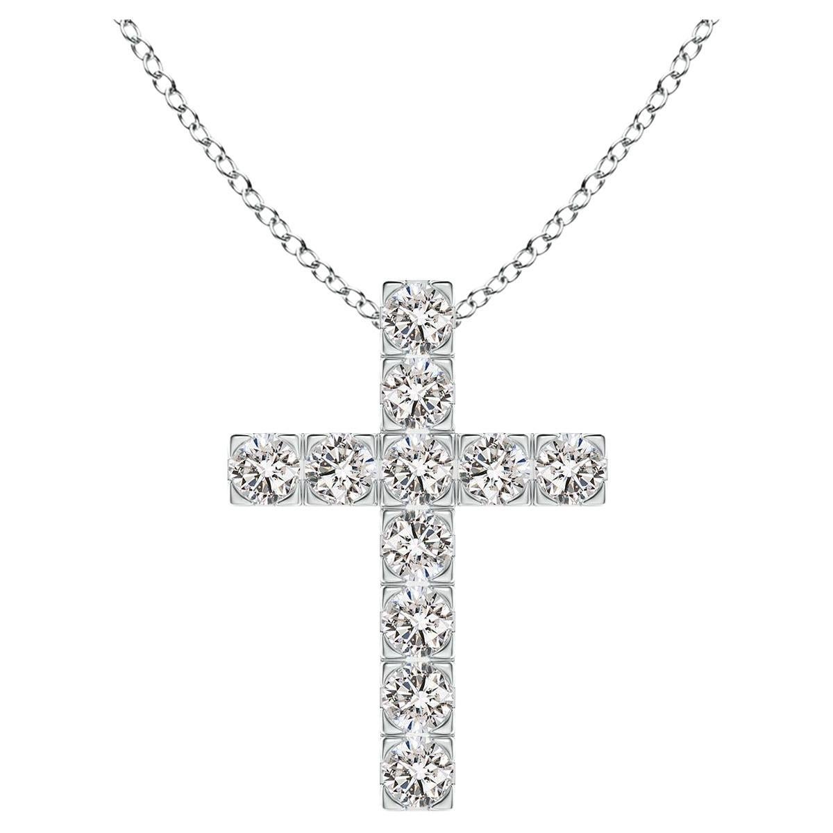 ANGARA Natural 0.75cttw Diamond Cross Pendant in Platinum (Color- I-J, I1-I2)
