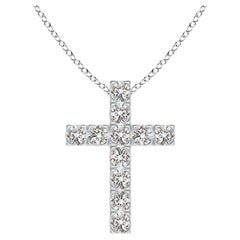 ANGARA Natural 0.75cttw Diamond Cross Pendant in Platinum (Color- I-J, I1-I2)