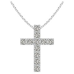 ANGARA Pendentif croix en platine avec diamants naturels 0,75 carat poids total (couleur- K, clarté-I3)