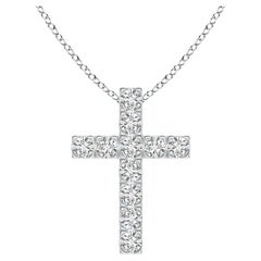 ANGARA Natural 0.75cttw Diamond Cross Pendant in Platinum (Color-H, Clarity-SI2)