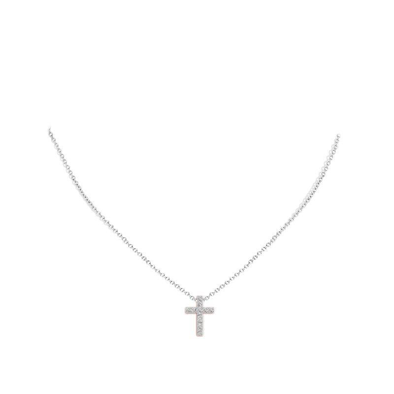 Round Cut ANGARA Natural 0.38cttw Diamond Cross Pendant in Platinum (Color- I-J, I1-I2) For Sale