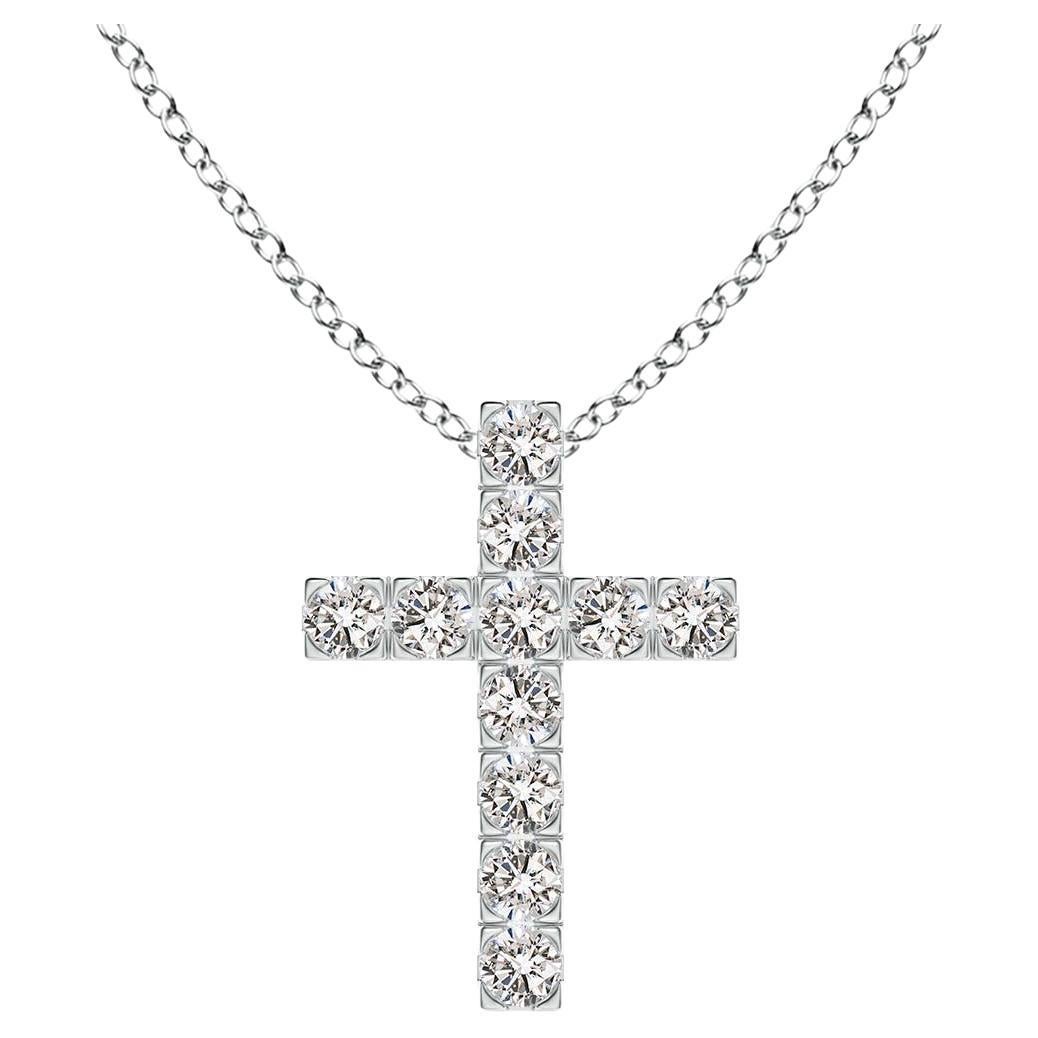 ANGARA Natural 0.38cttw Diamond Cross Pendant in Platinum (Color- I-J, I1-I2) For Sale