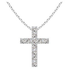 ANGARA Pendentif croix en diamant naturel 0.38cttw en platine (Couleur- I-J, I1-I2)