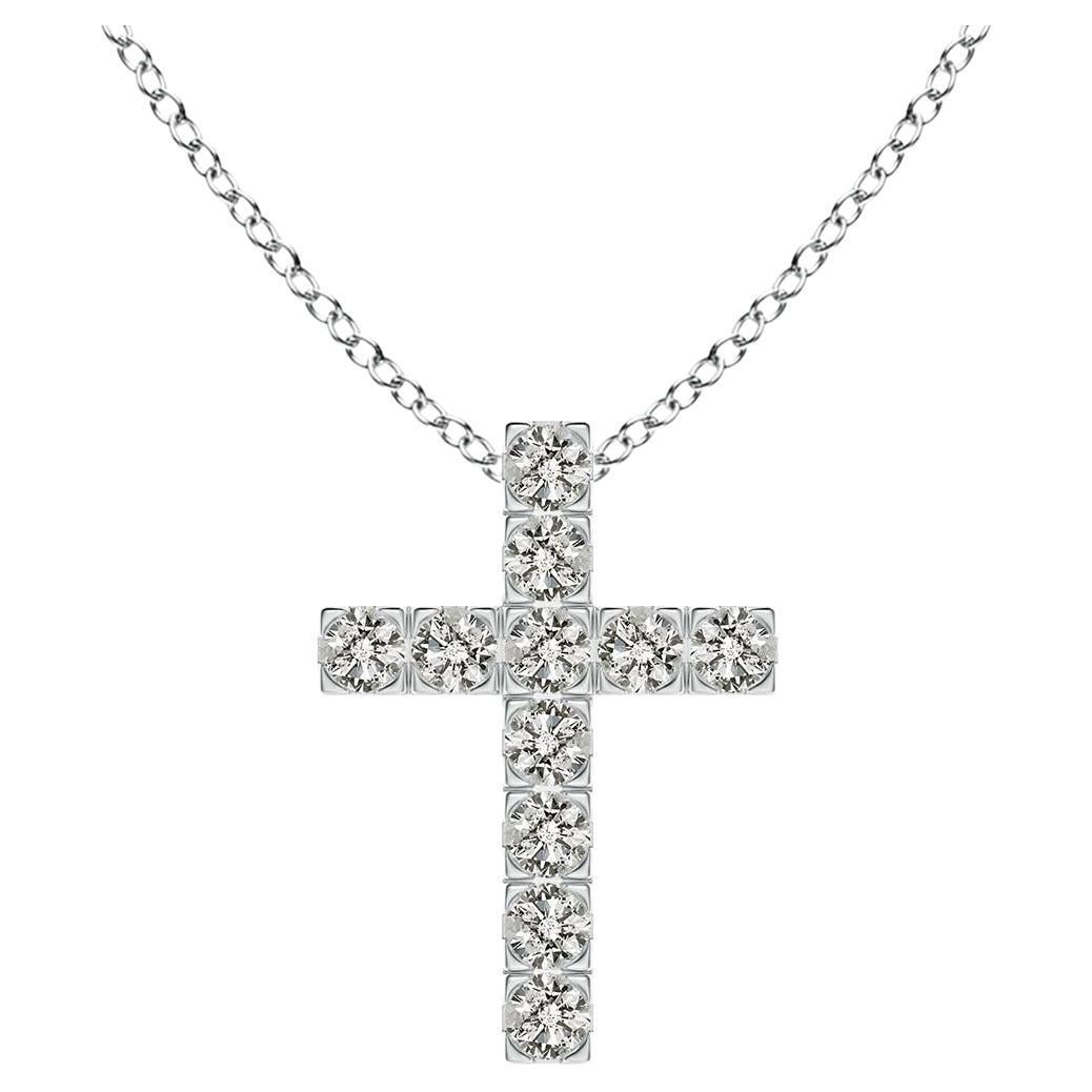 ANGARA Pendentif croix en platine avec diamant naturel de 0,38 carat poids total (couleur- K, clarté-I3)
