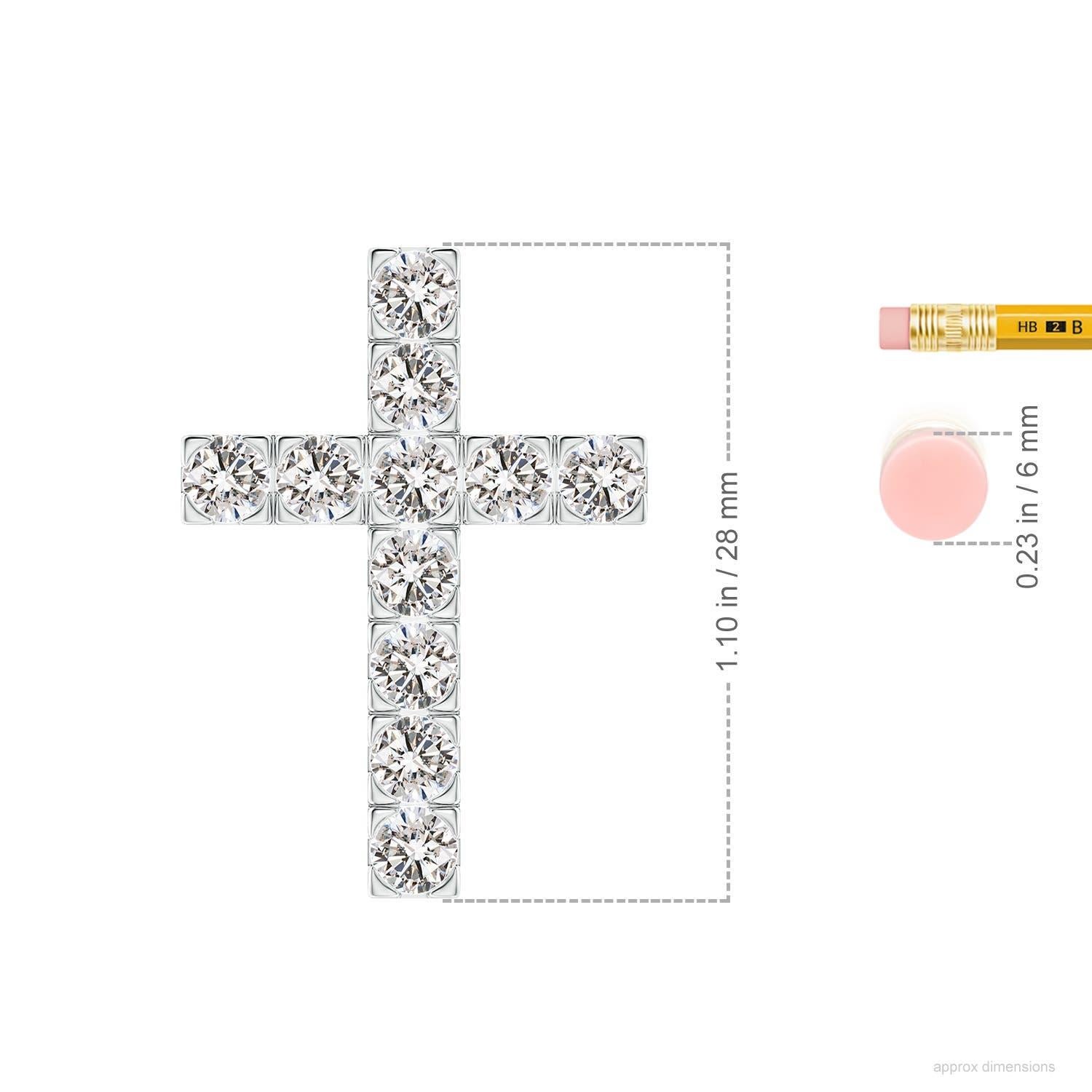 This platinum cross pendant is a traditional symbol of faith and belief. The brilliant diamonds held in flat prong settings, square off the edges for a sophisticated look.
Diamond is the Birthstone for April and traditional gift for 10th wedding