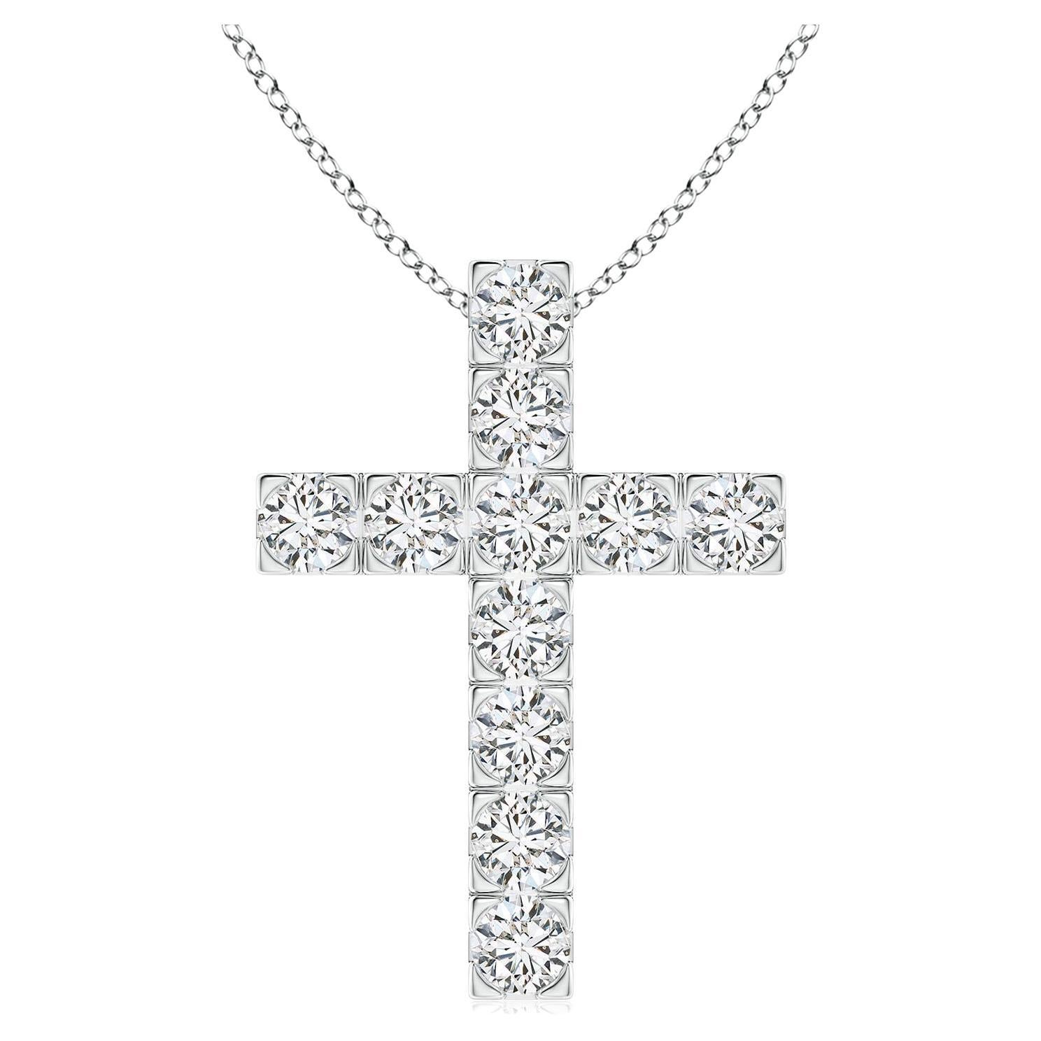 ANGARA Natural 1.75cttw Diamond Cross Pendant in Platinum (Color-H, Clarity-SI2)