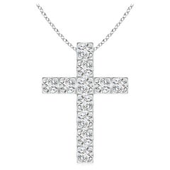 ANGARA Pendentif croix en platine avec diamant naturel de 1,75 carat poids total (couleur-H, clarté-SI2)