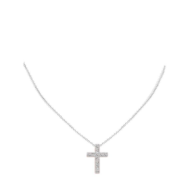 Taille ronde ANGARA Pendentif croix en platine avec diamant naturel de 1,17 carat poids total (couleur I-J, I1-I2) en vente