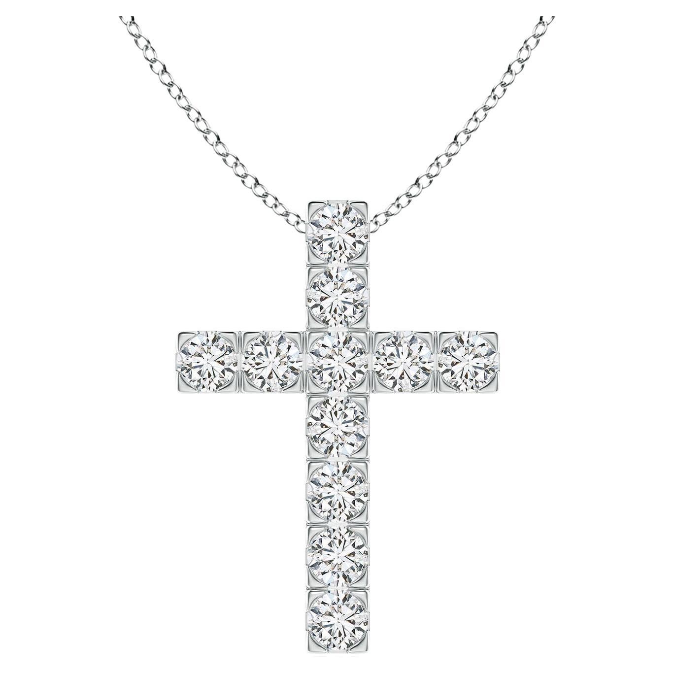 ANGARA Natural 1.17cttw Diamond Cross Pendant in Platinum (Color-H, Clarity-SI2)