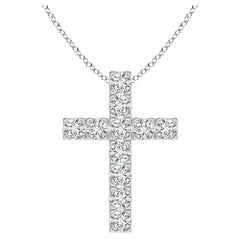 ANGARA Natural 1.17cttw Diamond Cross Pendant in Platinum (Color-H, Clarity-SI2)