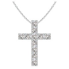 ANGARA Pendentif croix en platine avec diamant naturel de 1,17 carat poids total (couleur I-J, I1-I2)