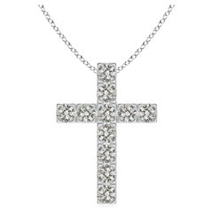 ANGARA Pendentif croix en platine avec diamant naturel de 1,17 carat poids total (couleur- K, clarté-I3)