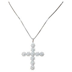 Natural Diamond Cross Pendant Necklace, 3.50ct in 18k Gold 
Platinum