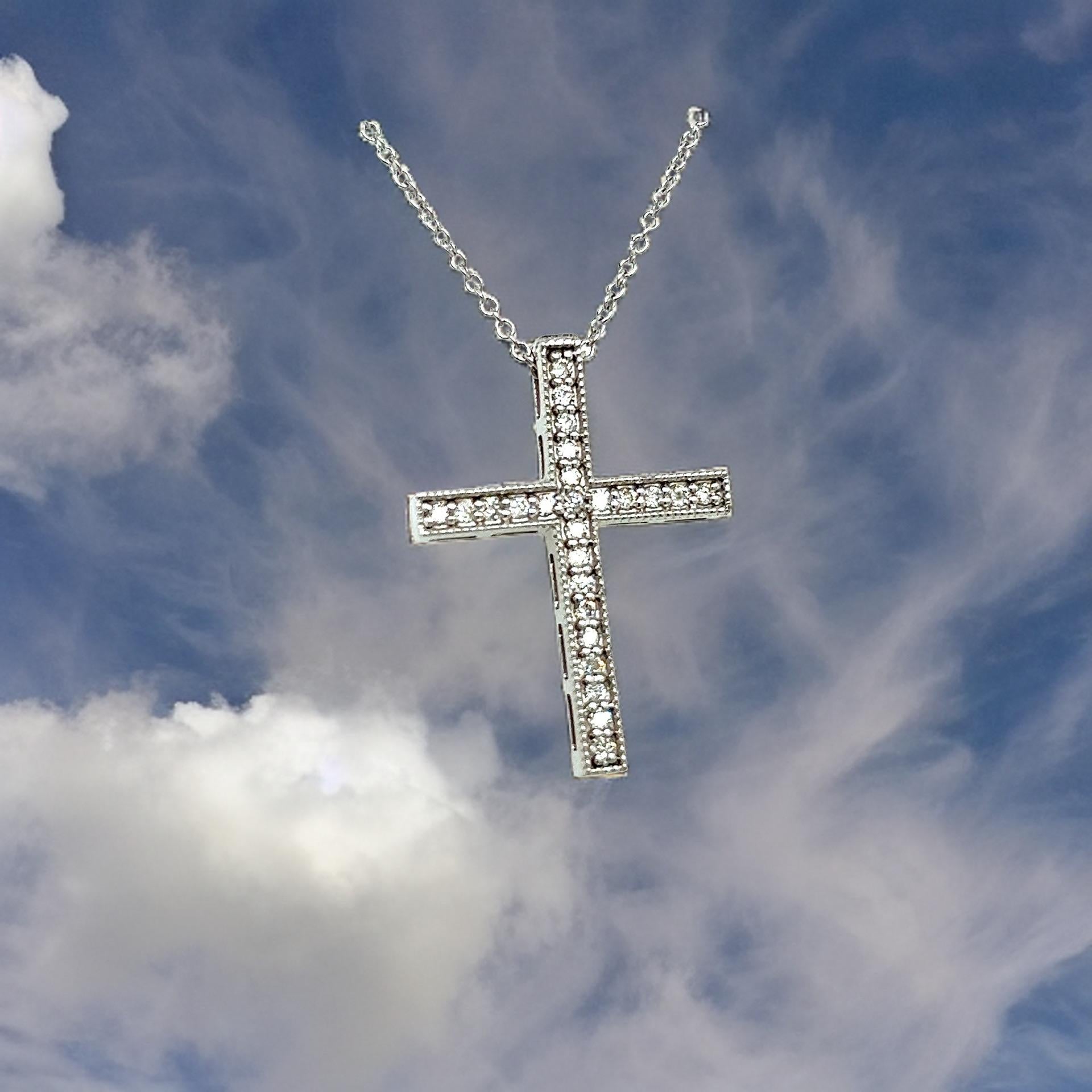 Natural Diamond Cross Pendant with Chain 17