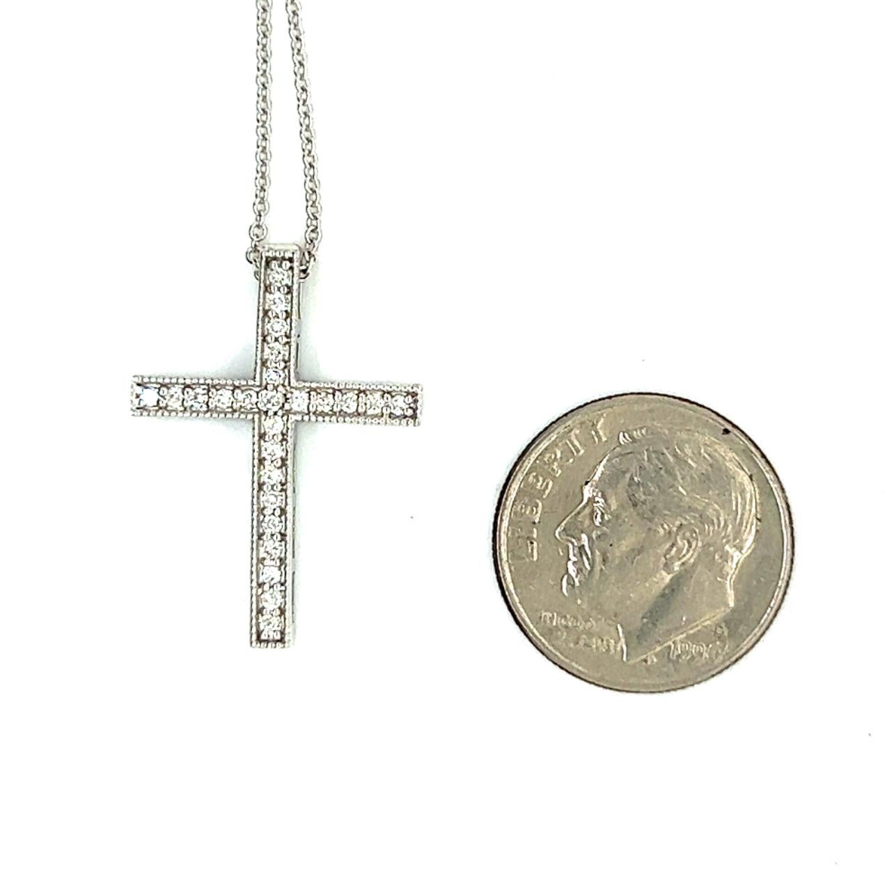 Women's Natural Diamond Cross Pendant with Chain 17
