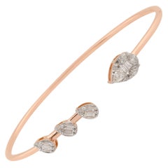 Bracciale con diamanti naturali in oro rosa massiccio 14 carati impilabile