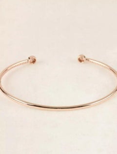 Natural Diamond Cuff Bangle Bracelet in 14K Rose Gold