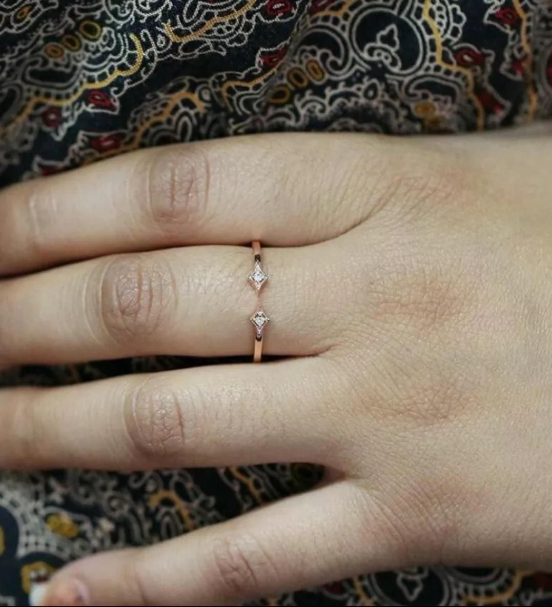 Femenino o masculino Anillo puño diamante natural Oro 14k Anillo puño abierto Joyas para mujer Regalo de cumpleaños. en venta