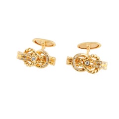 Manschettenknöpfe mit Naturdiamanten aus 18-karätigem Gelbgold, Indien, 0,18 Karat Diamanten