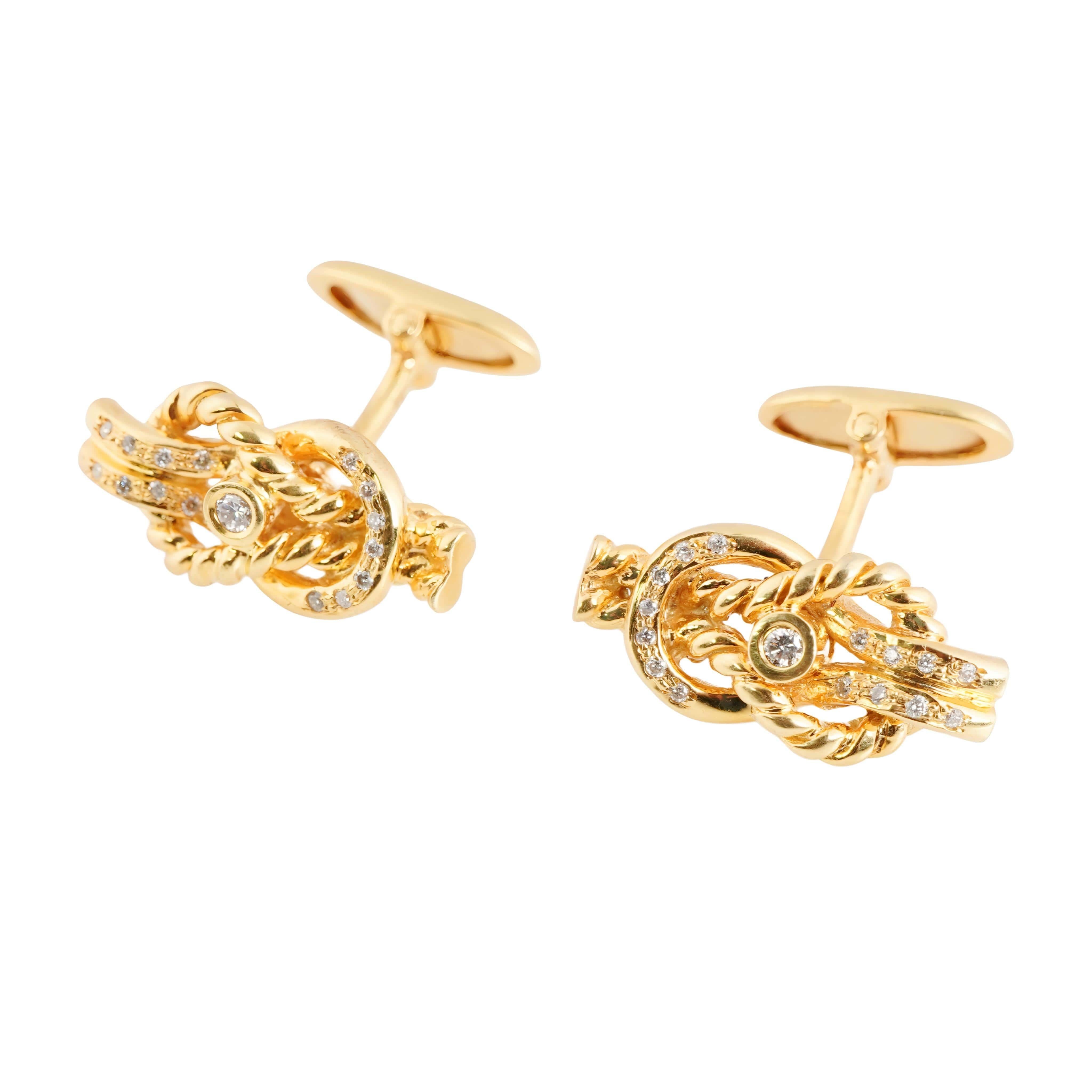 Manschettenknopf mit natürlichem Diamant aus 18k Gold (Gemischter Schliff) im Angebot