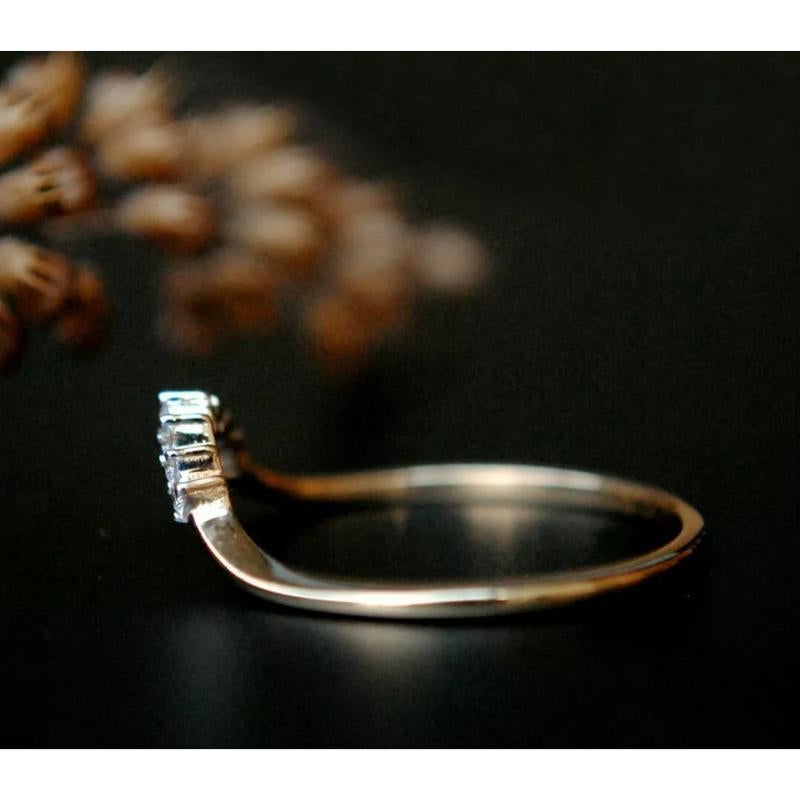 Round Cut Natural Diamond Curve Band Ring Enhancer in 14k Gold For Sale