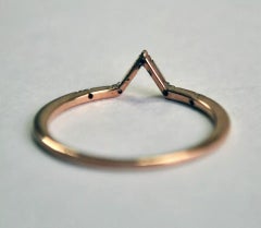 Natural Diamond Dainty V Band Ring 14k Gold Diamond Chevron Band Wedding Gift