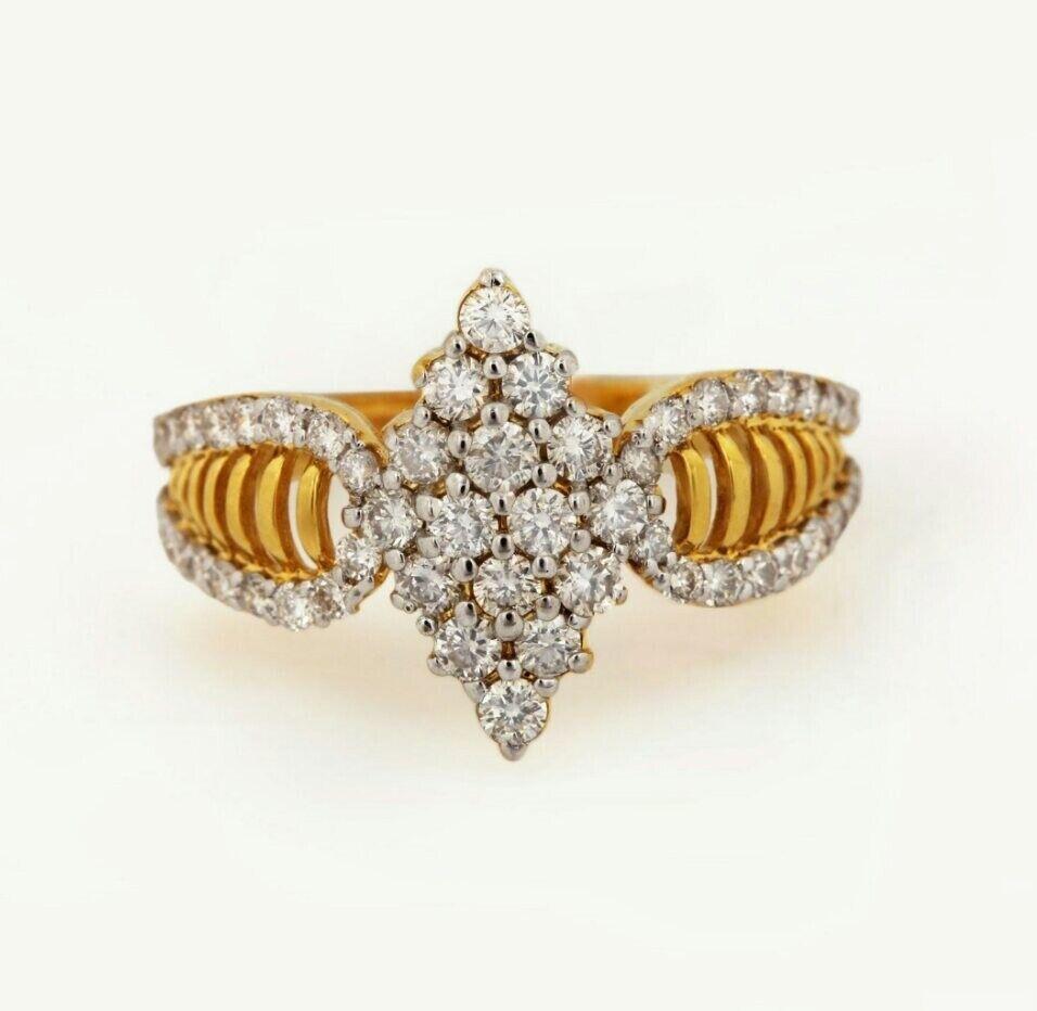 Art Deco Natural Diamond Delicate Ring 14K Solid Gold Handmade Fine Engagement Ring. For Sale