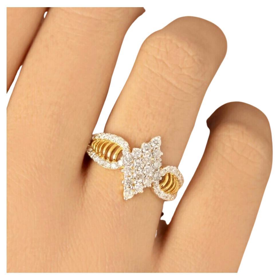 Natural Diamond Delicate Ring 14K Solid Gold Handmade Fine Engagement Ring. For Sale