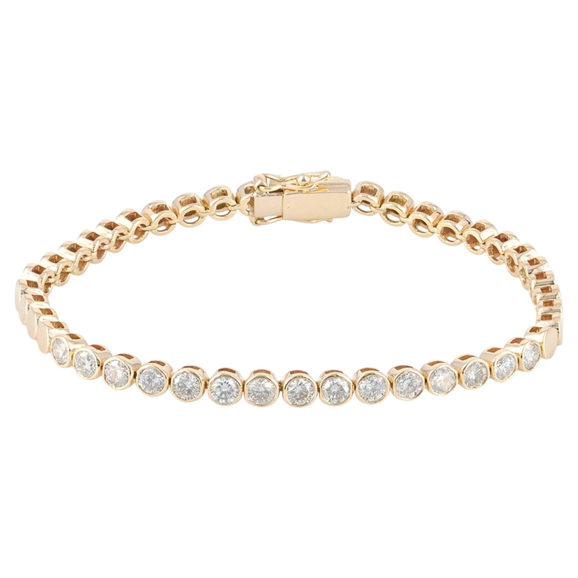 Bracciale tennis con castone rotondo 2,04 carati di diamanti in oro giallo 14K Gioielli di pregio