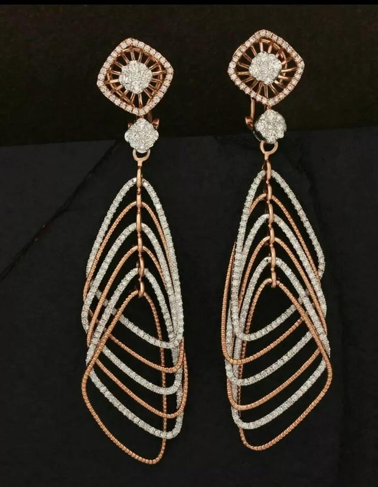 Natural Diamond Designer Drop Earring 14k Rose Gold Wedding Fine Jewelry Gift
Light weight can be worn everyday

Additional information:
Condition: New without tags: A brand-new, unused, and unworn item (including handmade items) that is not in