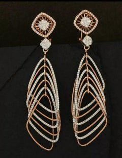 Natural Diamond Designer Drop Earring 14k Rose Gold