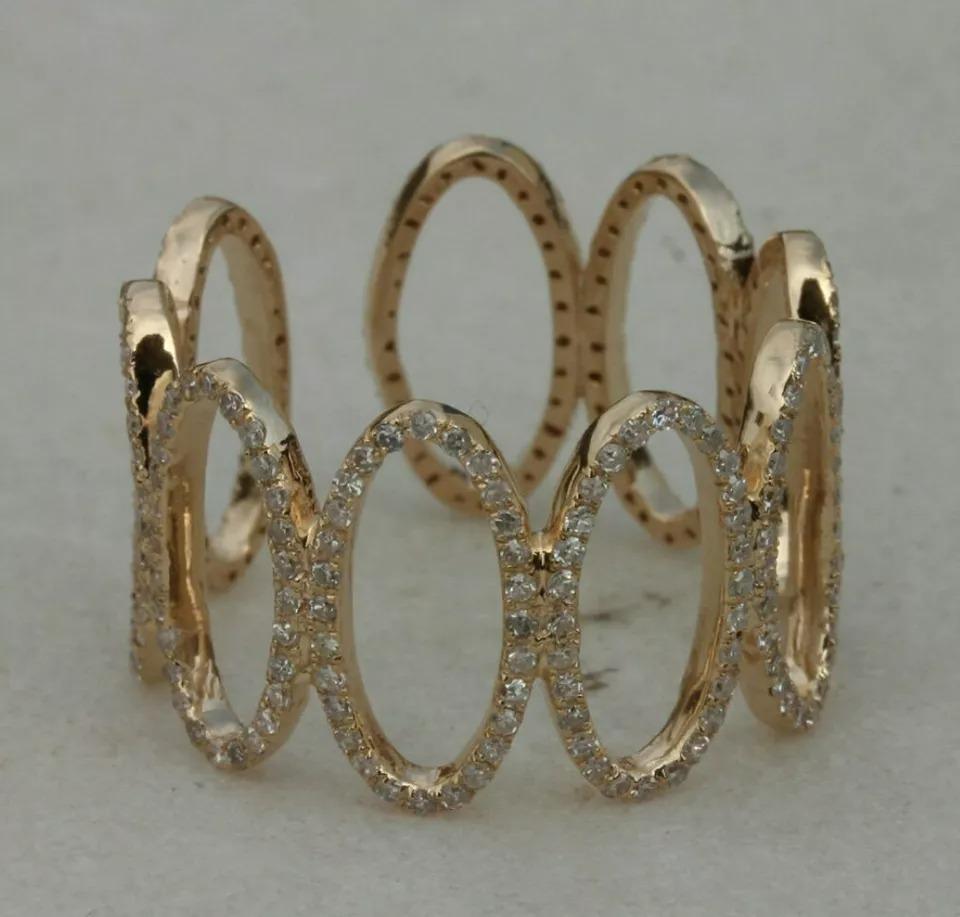 Designer-Ring 14k Gold mit natürlichem Diamant (Rundschliff) im Angebot