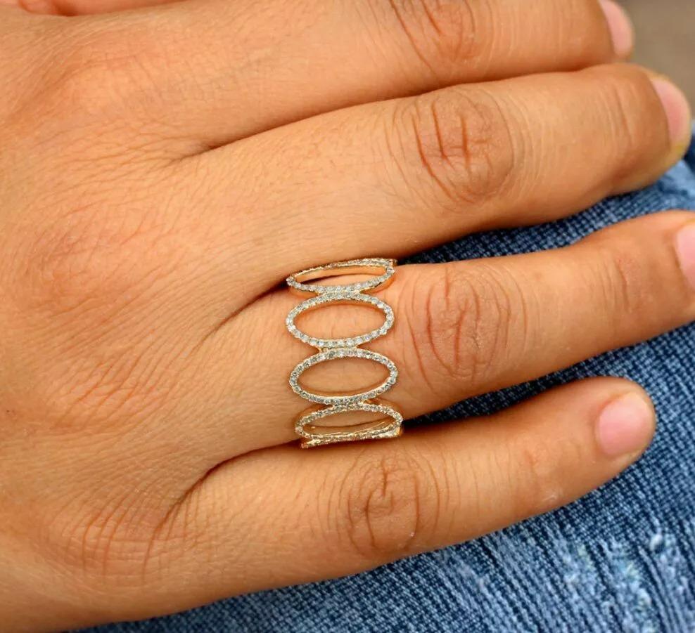 Designer-Ring 14k Gold mit natürlichem Diamant im Zustand „Neu“ im Angebot in Chicago, IL