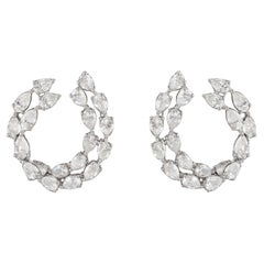 Natural Diamond Double Row Pear Shape Hoop Earrings 2.66 Carats 18K Gold