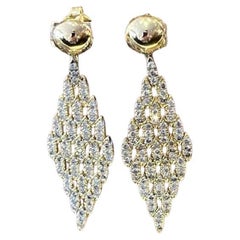 Natural Diamond Drop Earrings 1.50 cttw in 18k Yellow Gold