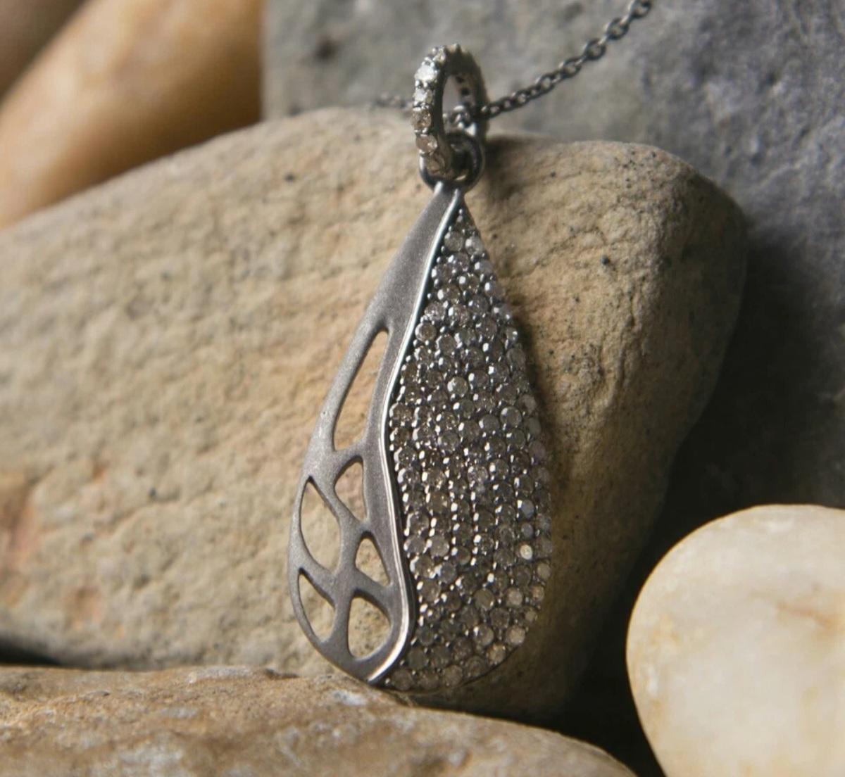 Natural Diamond Drop Pendant 925 Sterling Silver Drop Necklace Birthday Gift. For Sale 3
