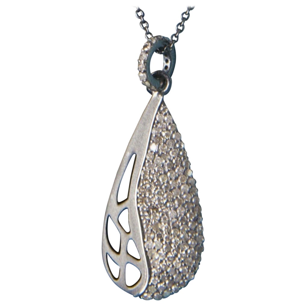 Natural Diamond Drop Pendant 925 Sterling Silver Drop Necklace Birthday Gift. For Sale