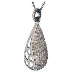 Natural Diamond Drop Pendant 925 Sterling Silver Drop Necklace Birthday Gift.