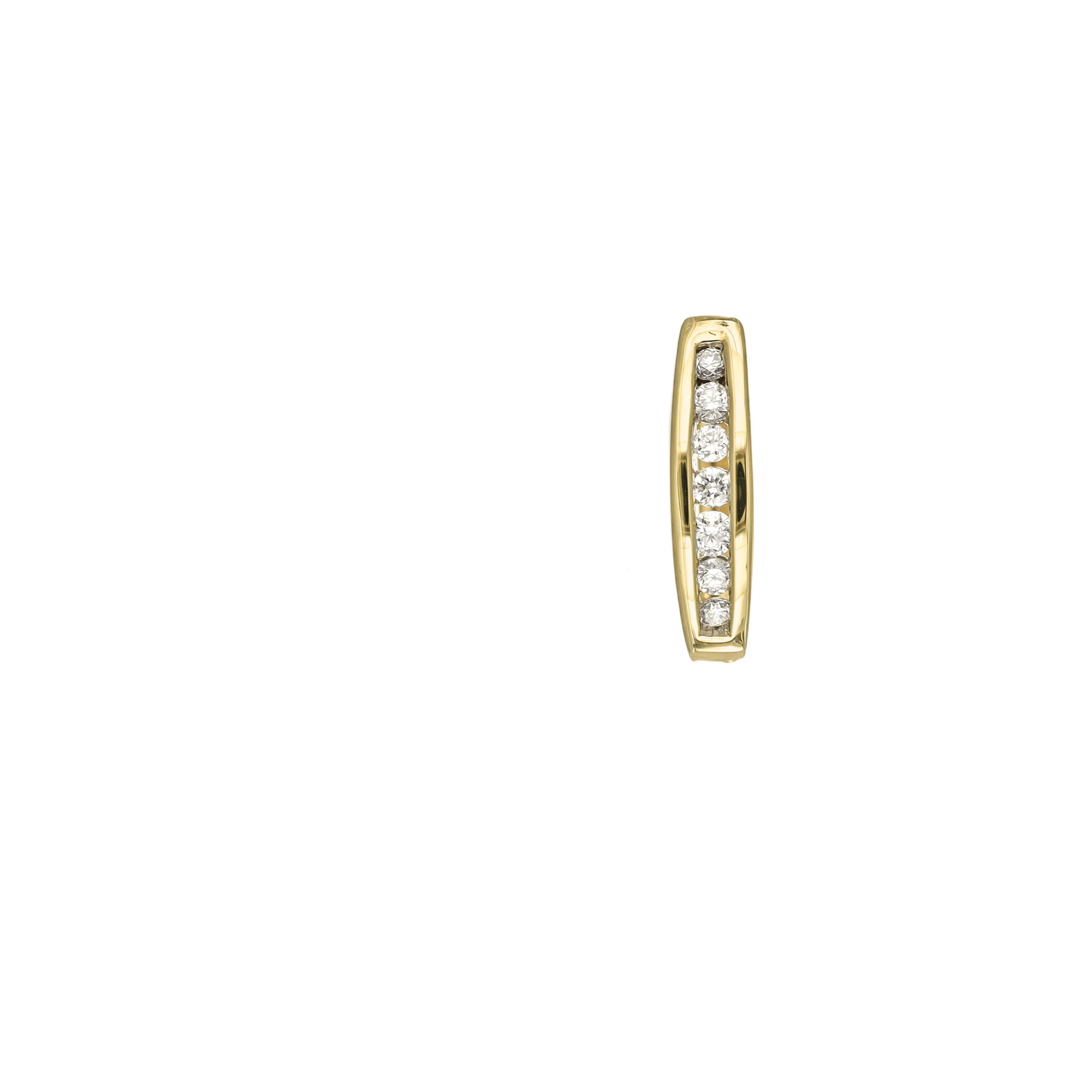 Modern Natural Diamond Earring 0.25 cts 18 KT Yellow Gold Hoop Earring  For Sale
