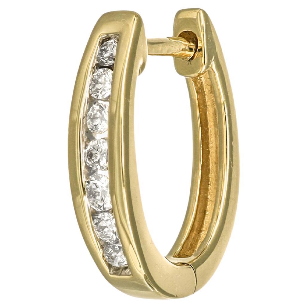 Natural Diamond Earring 0.25 cts 18 KT Yellow Gold Hoop Earring  For Sale