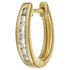 Natural Diamond Earring 0.25 cts 18 KT Yellow Gold Hoop Earring 