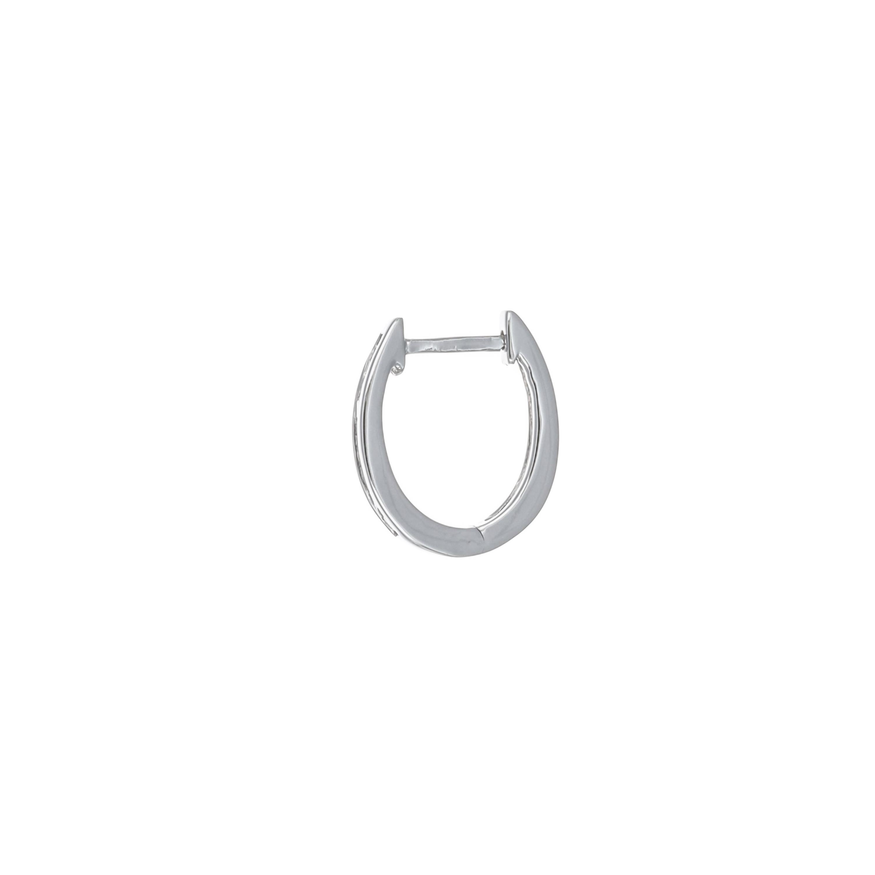 Modern Natural Diamond Earring 0.27 cts 18 KT White Gold Hoop Earring  For Sale